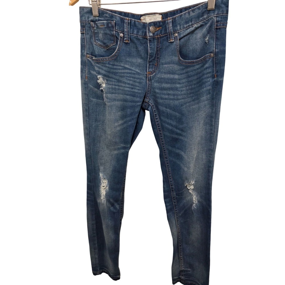 Free People Distressed Skinny Jeans Size 27 Blue Denim Mid-Rise Women's